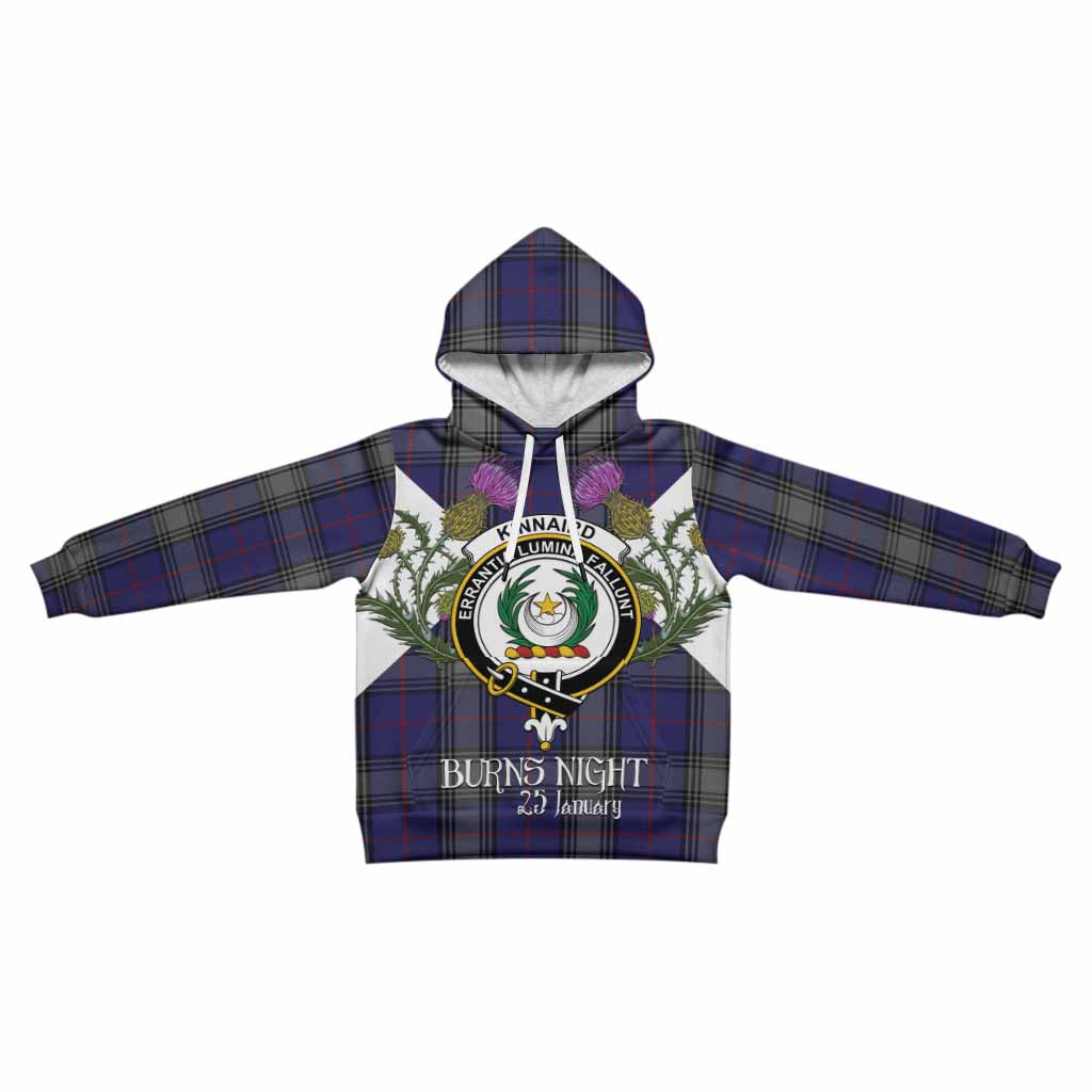 Kinnaird Tartan Family Crest Kid Hoodie Scottish Burns Night Thistle Floral