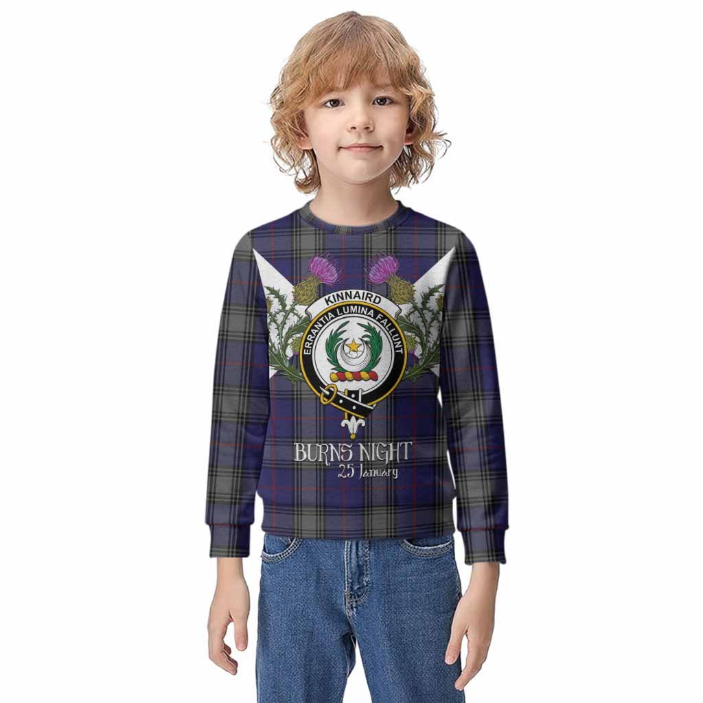Kinnaird Tartan Family Crest Kid Knitted Sweatshirt Scottish Burns Night Thistle Floral