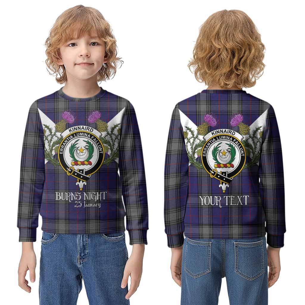 Kinnaird Tartan Family Crest Kid Knitted Sweatshirt Scottish Burns Night Thistle Floral