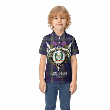 Kinnaird Tartan Family Crest Kid Polo Shirt Scottish Burns Night Thistle Floral