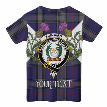 Kinnaird Tartan Family Crest Kid T-shirt Scottish Burns Night Thistle Floral