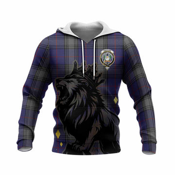 Kinnaird Tartan Family Crest Knitted Hoodie Crowned Lion Roaring
