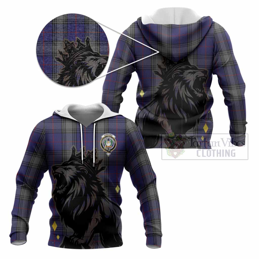 Kinnaird Tartan Family Crest Knitted Hoodie Crowned Lion Roaring