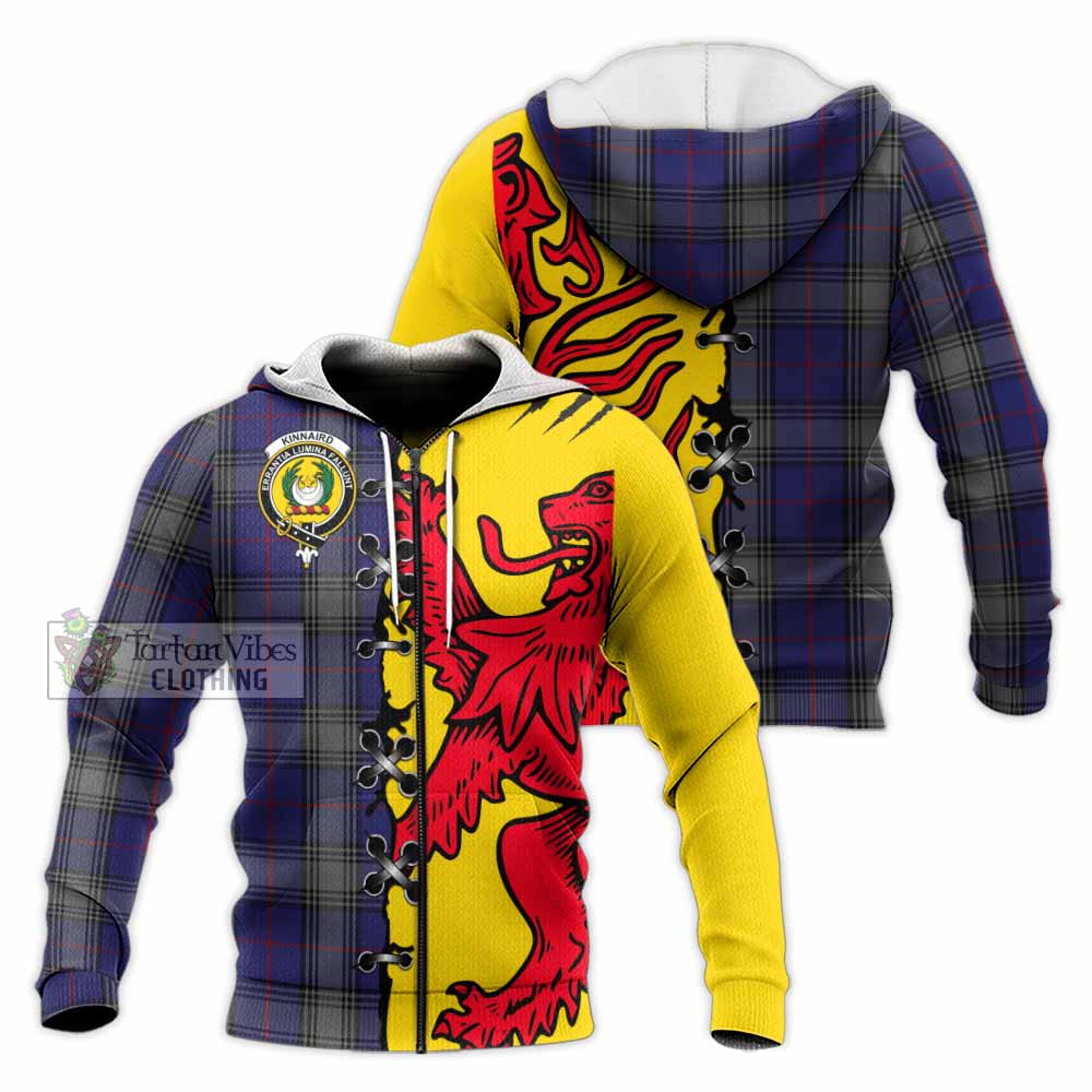 Kinnaird Tartan Family Crest Knitted Hoodie Lion Rampant Honor - Tartan Vibes Clothing