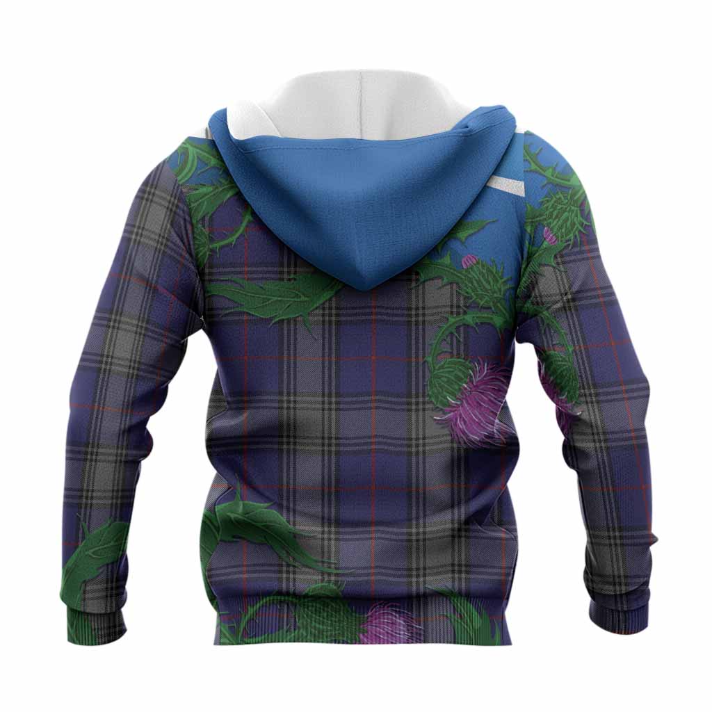 Kinnaird Tartan Family Crest Knitted Hoodie Thistle in Minimalism