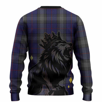 Kinnaird Tartan Family Crest Knitted Sweater Crowned Lion Roaring
