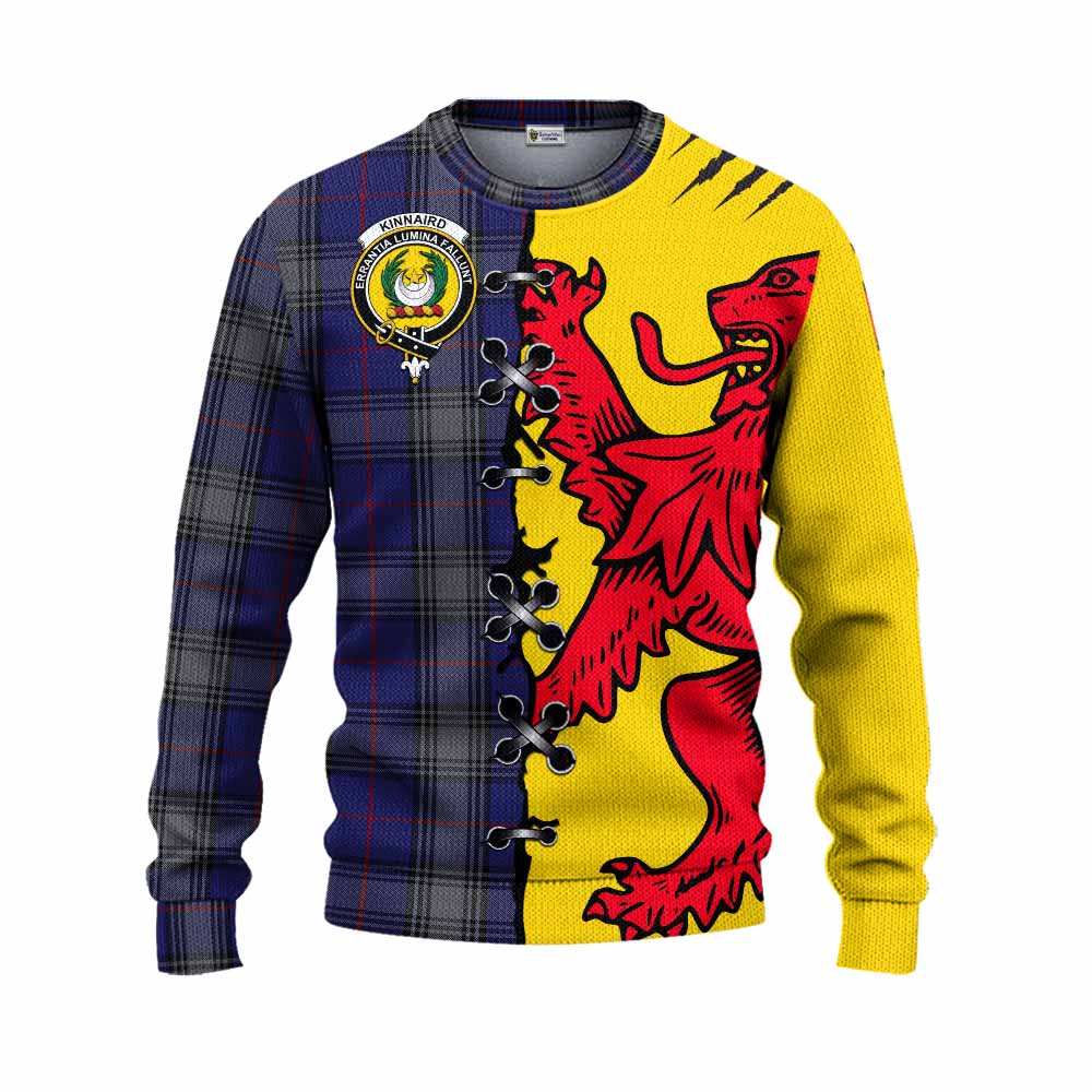Kinnaird Tartan Family Crest Knitted Sweater Lion Rampant Honor - Tartan Vibes Clothing