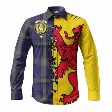 Kinnaird Tartan Family Crest Long Sleeve Button Shirts Lion Rampant Honor