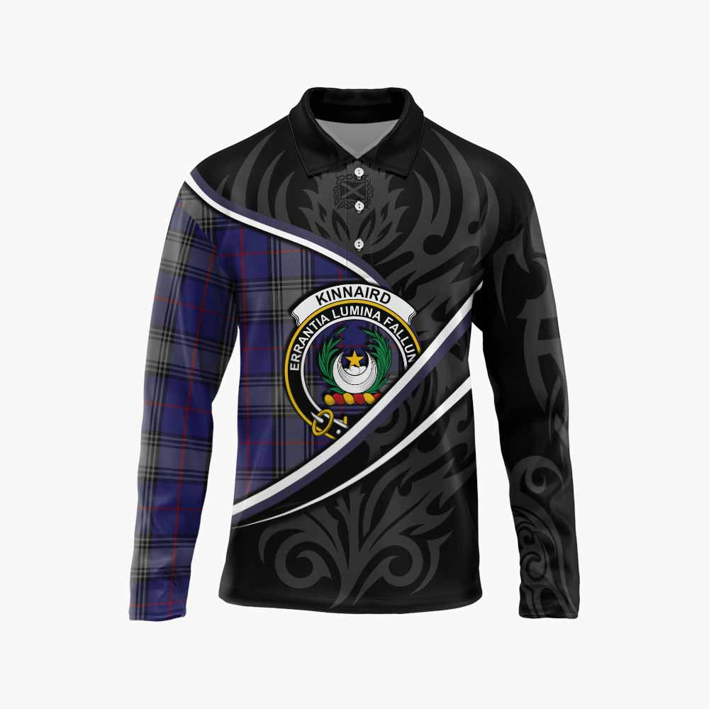 Kinnaird Tartan Family Crest Long Sleeve Polo Shirt Celtic Scottish Thistle Floral - Tartan Vibes Clothing