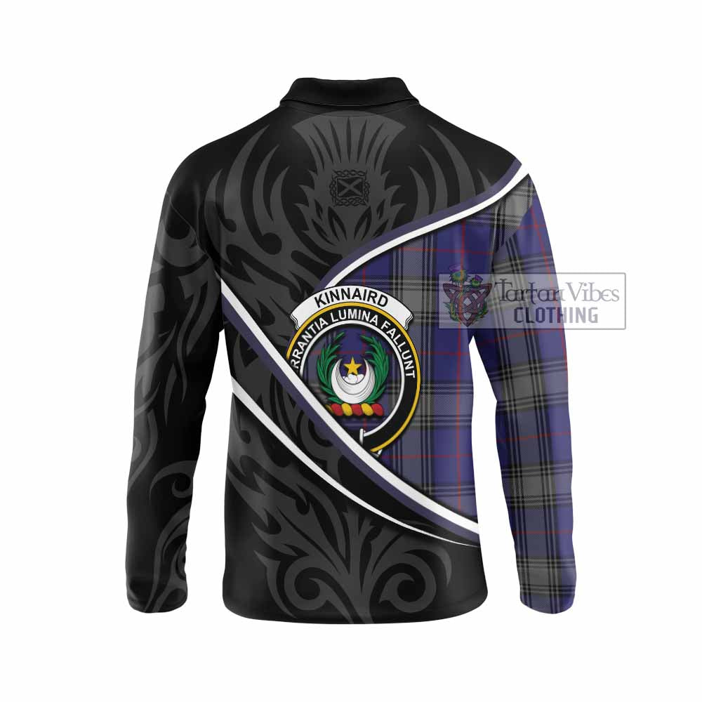 Kinnaird Tartan Family Crest Long Sleeve Polo Shirt Celtic Scottish Thistle Floral - Tartan Vibes Clothing