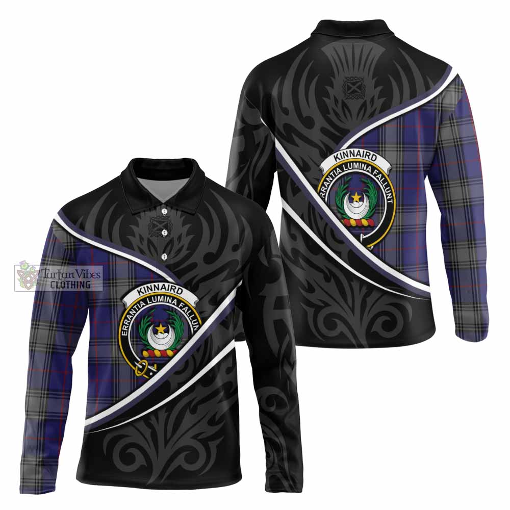 Kinnaird Tartan Family Crest Long Sleeve Polo Shirt Celtic Scottish Thistle Floral - Tartan Vibes Clothing