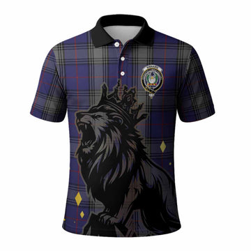 Kinnaird Tartan Family Crest Polo Shirt Crowned Lion Roaring