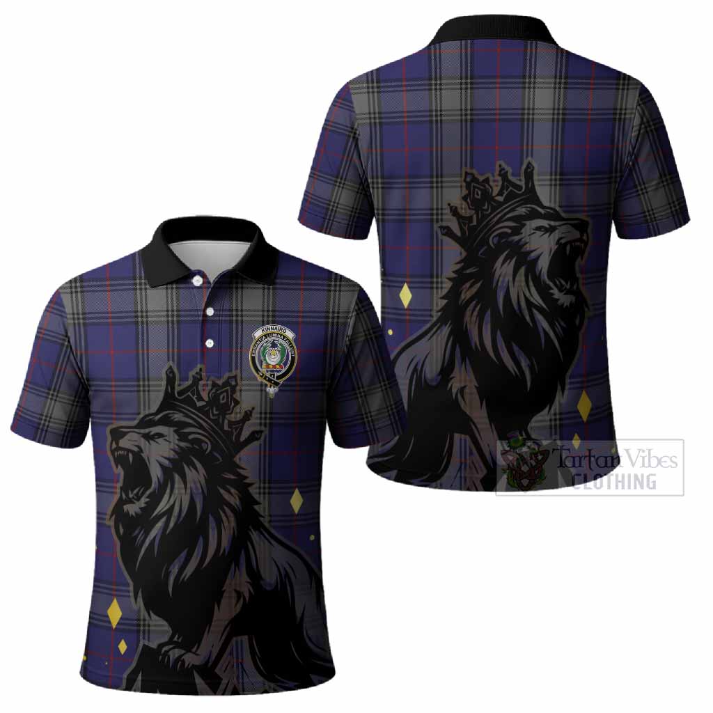 Kinnaird Tartan Family Crest Polo Shirt Crowned Lion Roaring