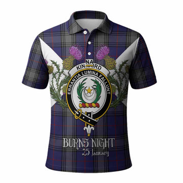 Kinnaird Tartan Family Crest Polo Shirt Scottish Burns Night Thistle Floral