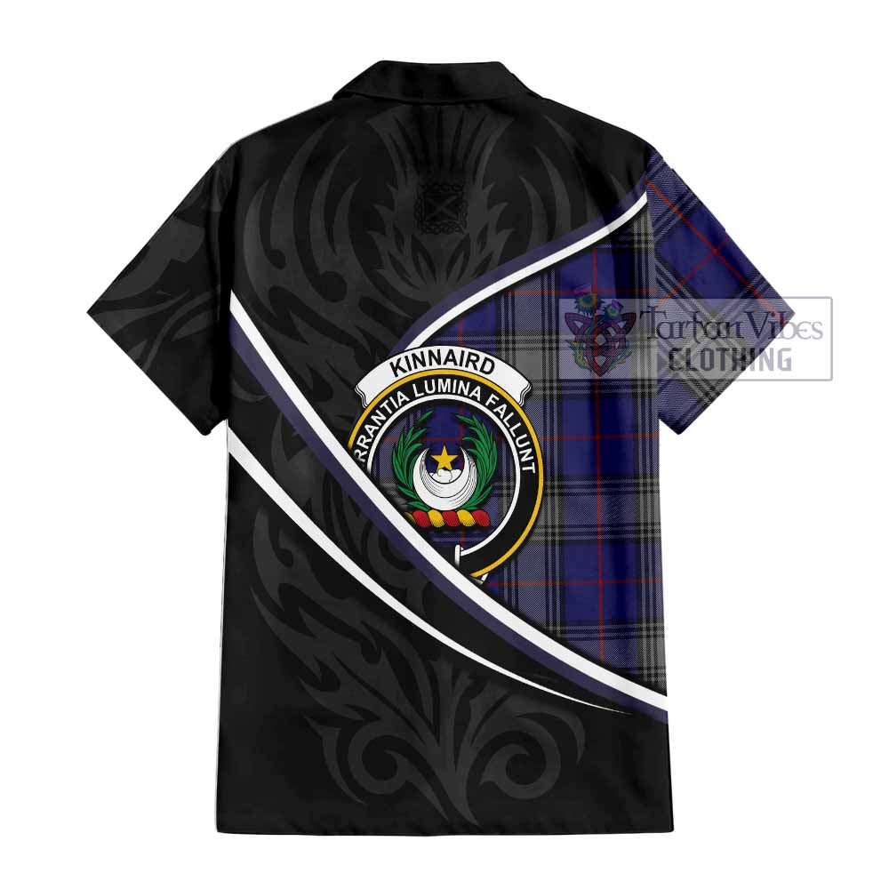 Kinnaird Tartan Family Crest Short Sleeve Button Shirt Celtic Scottish Thistle Floral - Tartan Vibes Clothing