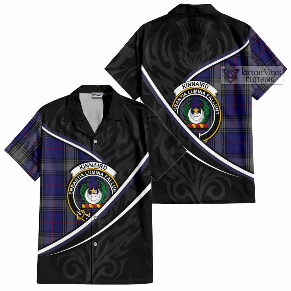 Kinnaird Tartan Family Crest Short Sleeve Button Shirt Celtic Scottish Thistle Floral - Tartan Vibes Clothing