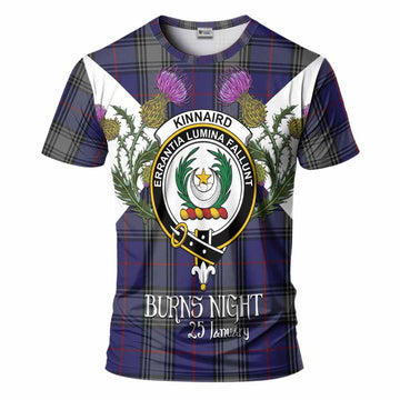Kinnaird Tartan Family Crest T-Shirt Scottish Burns Night Thistle Floral