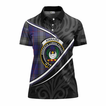 Kinnaird Tartan Family Crest Women's Polo Shirt Celtic Scottish Thistle Floral