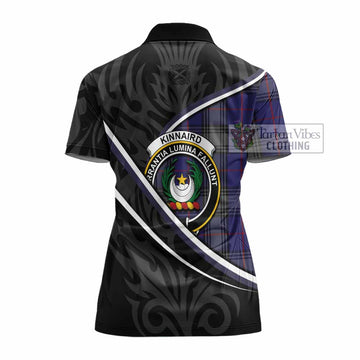Kinnaird Tartan Family Crest Women's Polo Shirt Celtic Scottish Thistle Floral