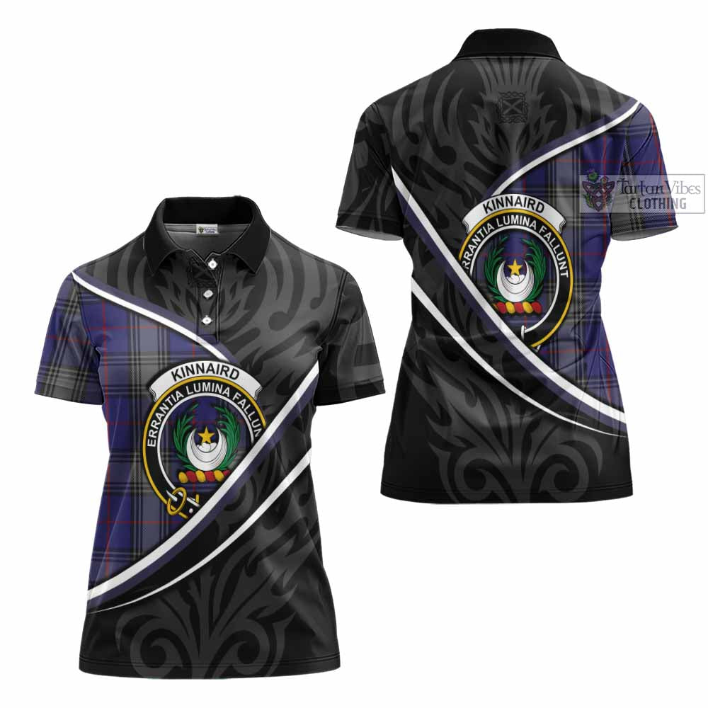 Kinnaird Tartan Family Crest Women's Polo Shirt Celtic Scottish Thistle Floral - Tartan Vibes Clothing
