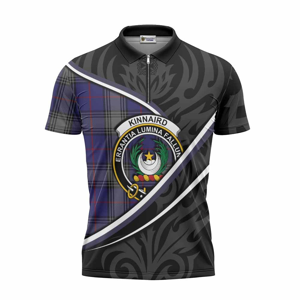 Kinnaird Tartan Family Crest Zipper Polo Shirt Celtic Scottish Thistle Floral - Tartan Vibes Clothing