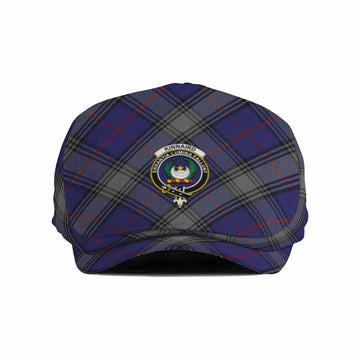 Kinnaird Tartan Flat Cap, Jeff Cap Cross Style with Family Crest