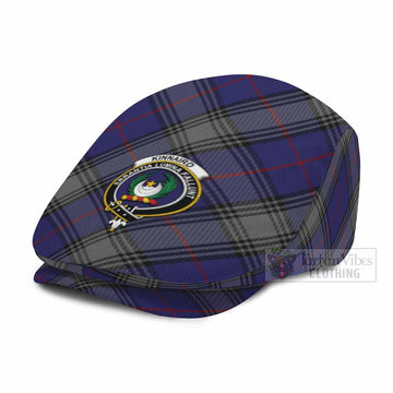Kinnaird Tartan Flat Cap, Jeff Cap Cross Style with Family Crest