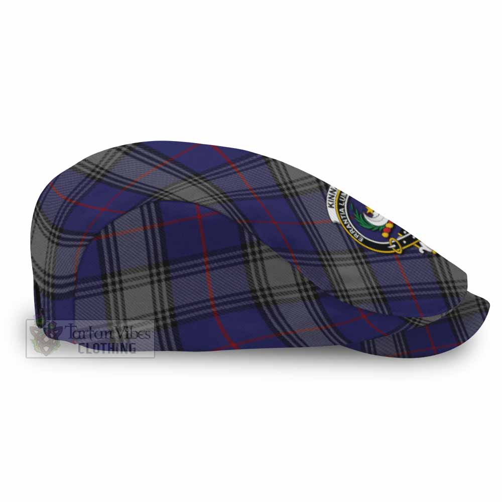 Kinnaird Tartan Flat Cap, Jeff Cap Cross Style with Family Crest - Tartan Vibes Clothing