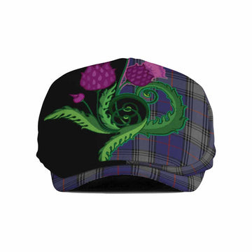 Kinnaird Tartan Flat Cap, Jeff Cap Traditional Scottish Thistle