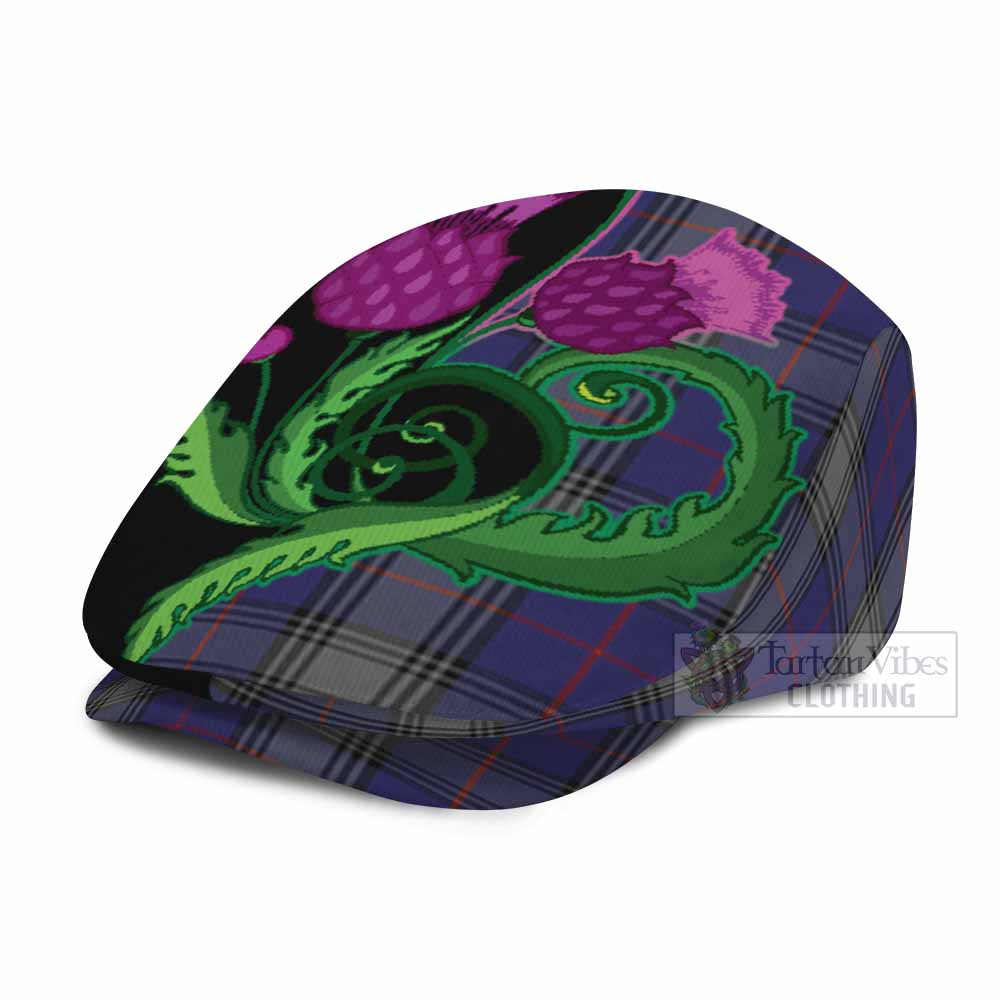 Kinnaird Tartan Flat Cap, Jeff Cap Traditional Scottish Thistle