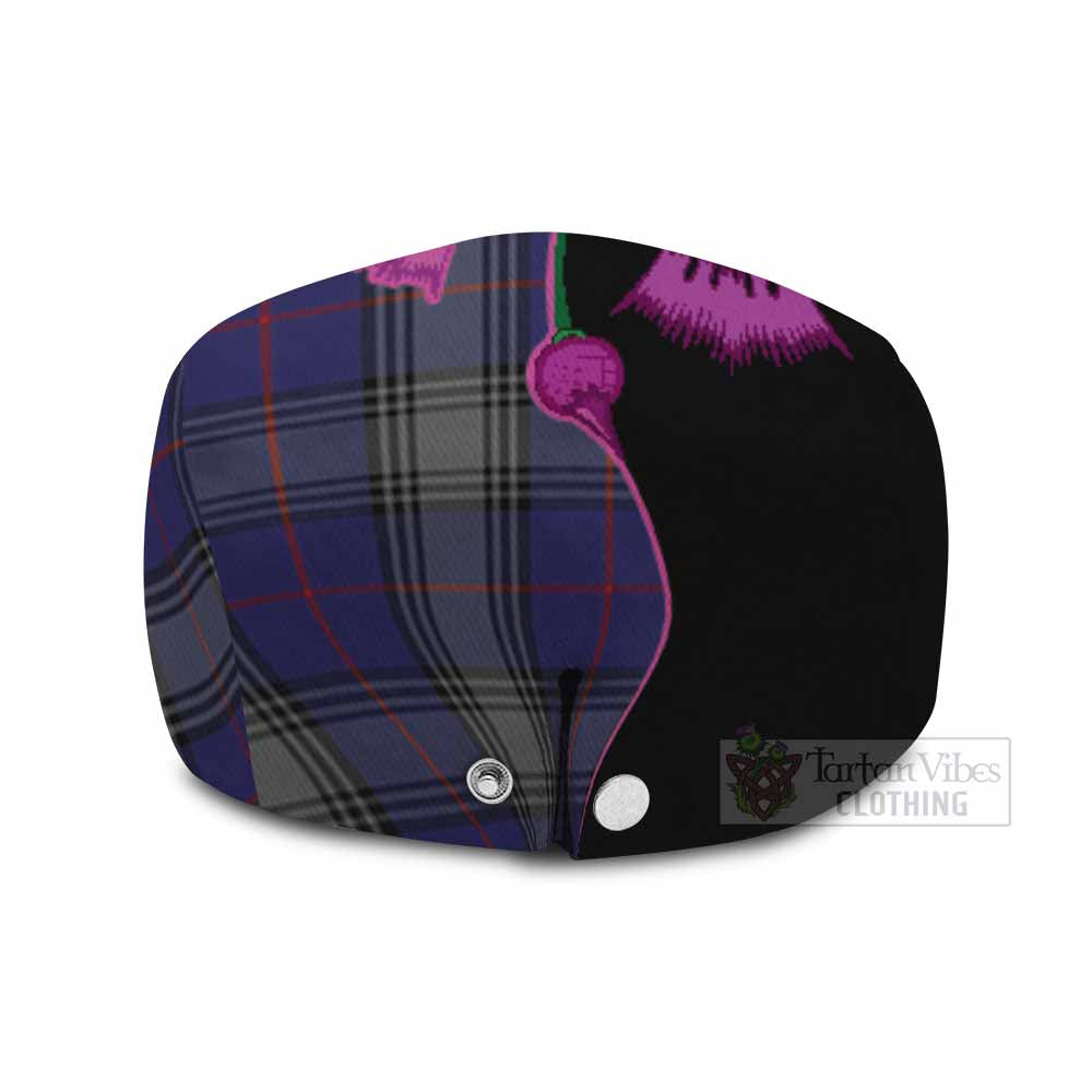 Kinnaird Tartan Flat Cap, Jeff Cap Traditional Scottish Thistle