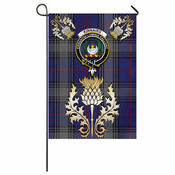 Kinnaird Tartan Garden Flag with Golden Regal Scottish Thistle Emblem