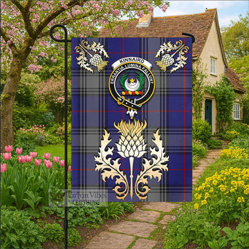 Kinnaird Tartan Garden Flag with Golden Regal Scottish Thistle Emblem