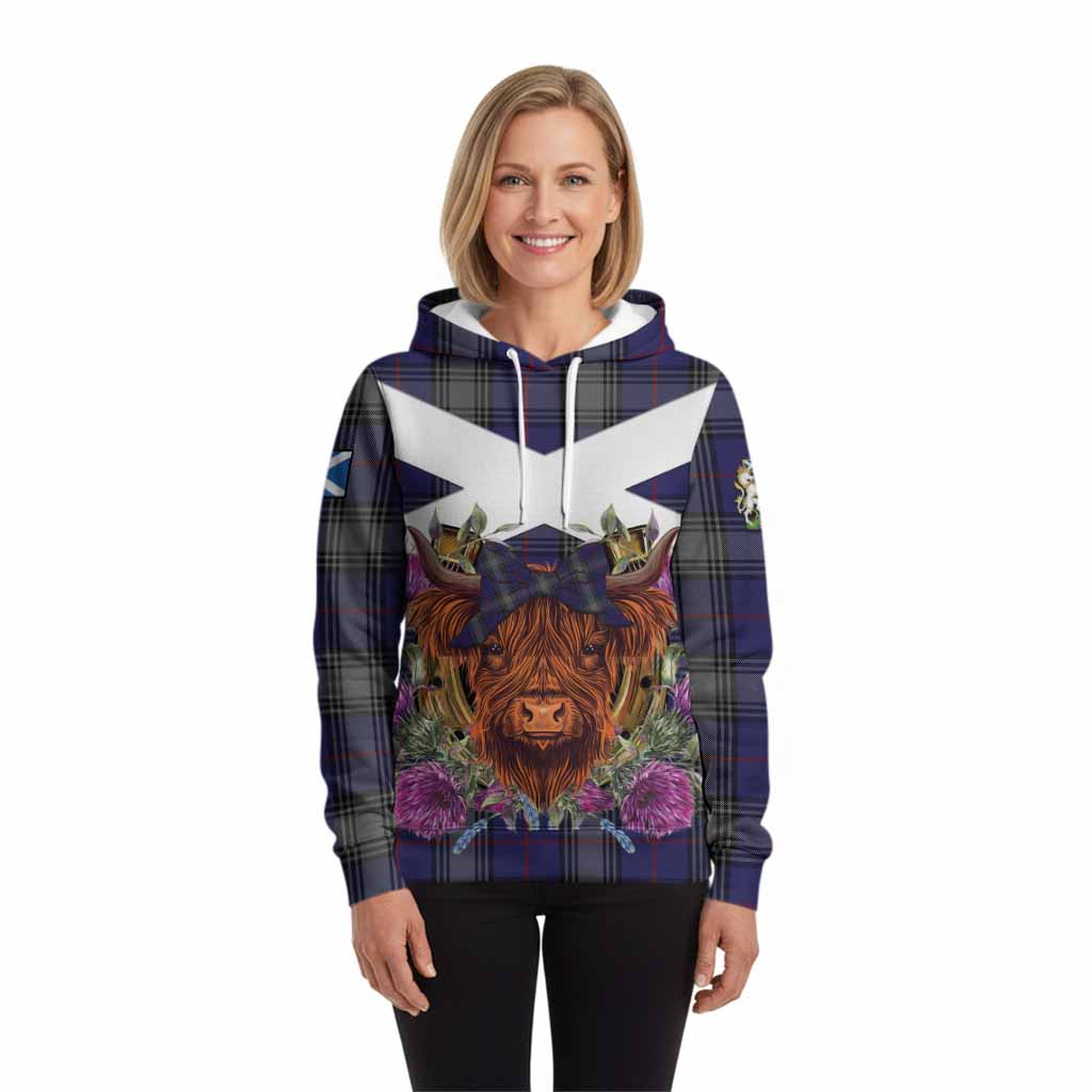 Kinnaird Tartan Hoodie Scottish Thistle Heilan Coo