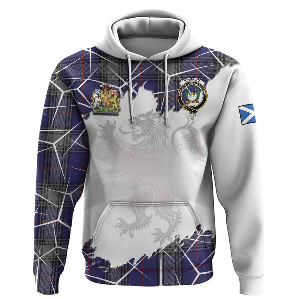 Kinnaird Tartan Hoodie with Family Crest and Lion Rampant Grunge Style