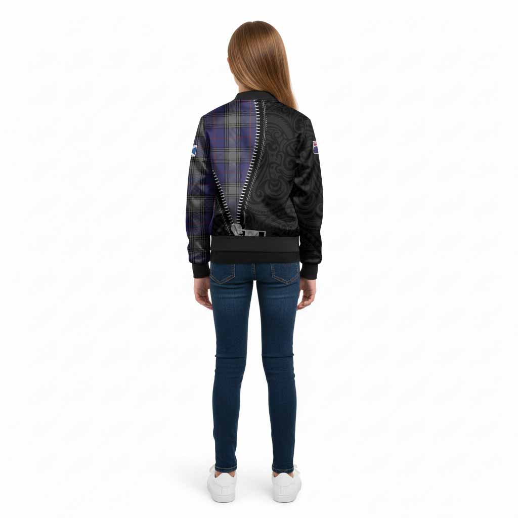Kinnaird Tartan Kid Bomber Jacket New Zealand Pattern Unique Zipper Stylized