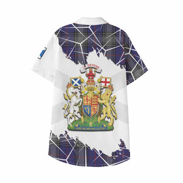 Kinnaird Tartan Kid Hawaiian Shirt with Family Crest and Lion Rampant Grunge Style