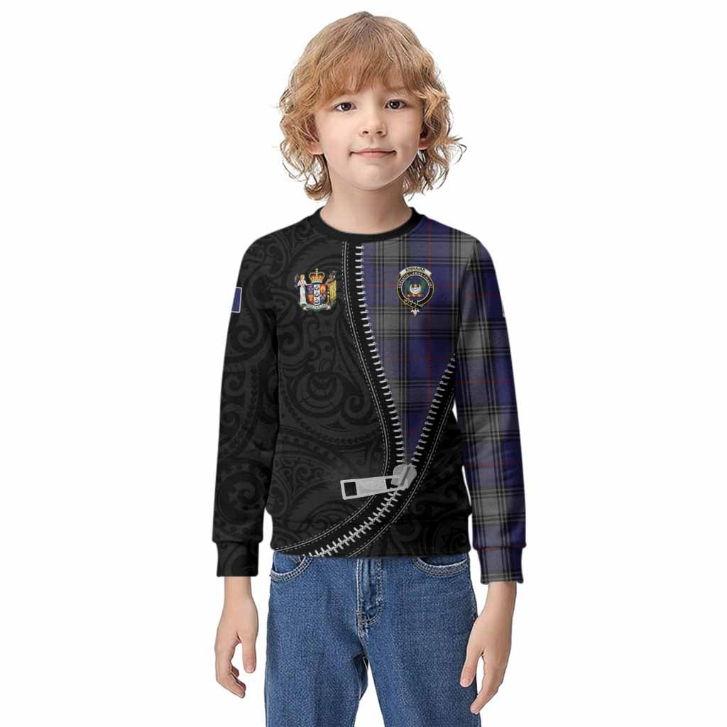 Kinnaird Tartan Kid Knitted Sweatshirt New Zealand Pattern Unique Zipper Stylized