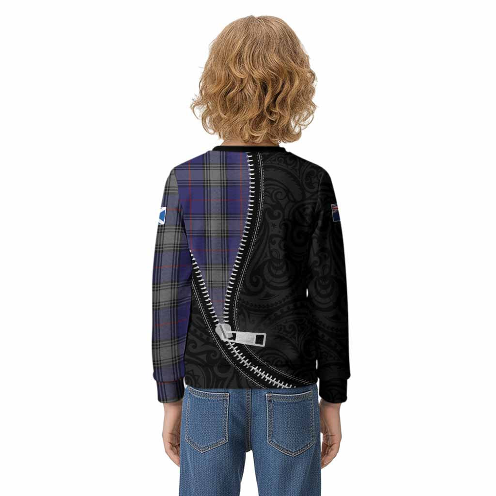 Kinnaird Tartan Kid Knitted Sweatshirt New Zealand Pattern Unique Zipper Stylized