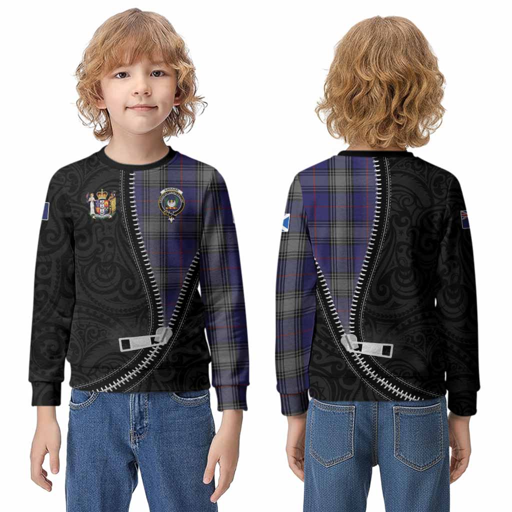 Kinnaird Tartan Kid Knitted Sweatshirt New Zealand Pattern Unique Zipper Stylized