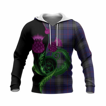 Kinnaird Tartan Knitted Hoodie Traditional Scottish Thistle