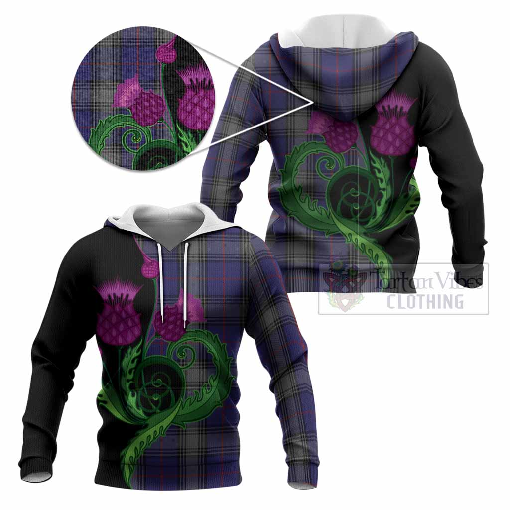 Kinnaird Tartan Knitted Hoodie Traditional Scottish Thistle