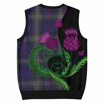 Kinnaird Tartan Knitted V-Neck Vest Traditional Scottish Thistle