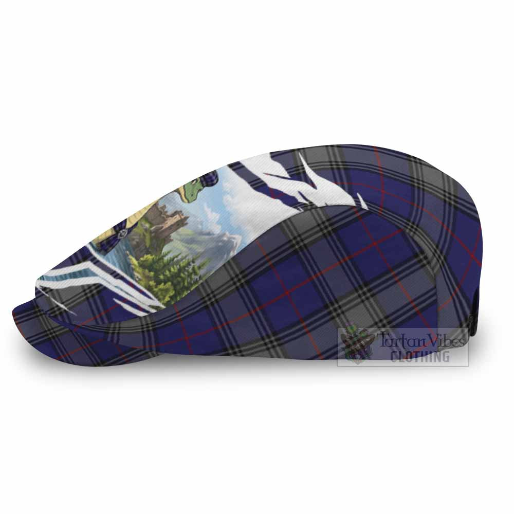 Kinnaird Tartan Loch Ness Monster Scottish Heritage Art Flat Cap, Jeff Cap