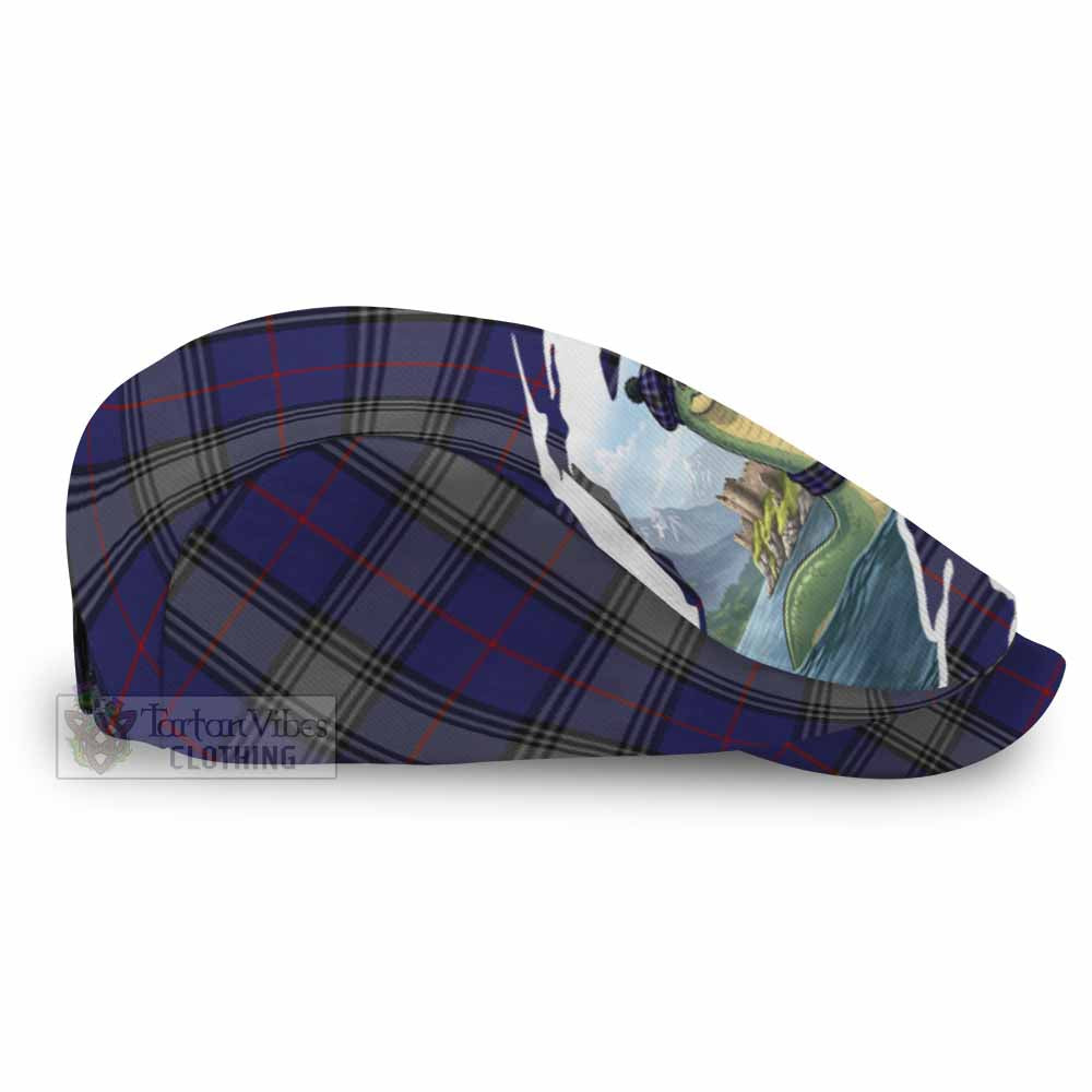 Kinnaird Tartan Loch Ness Monster Scottish Heritage Art Flat Cap, Jeff Cap