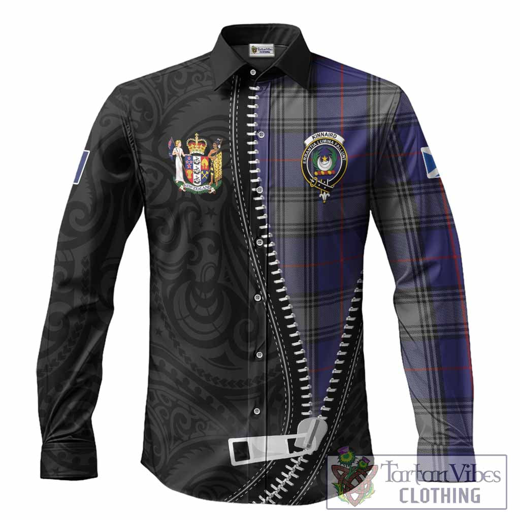 Kinnaird Tartan Long Sleeve Button Shirts New Zealand Pattern Unique Zipper Stylized