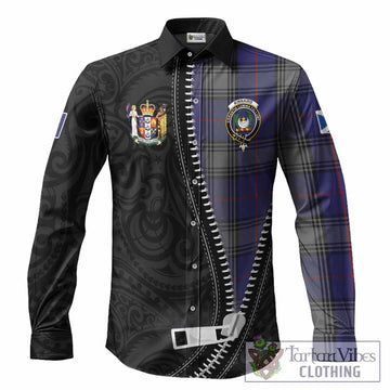 Kinnaird Tartan Long Sleeve Button Shirts New Zealand Pattern Unique Zipper Stylized