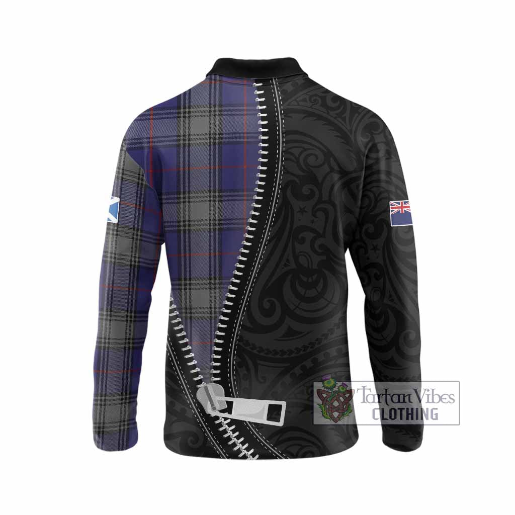 Kinnaird Tartan Long Sleeve Polo Shirt New Zealand Pattern Unique Zipper Stylized