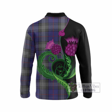 Kinnaird Tartan Long Sleeve Polo Shirt Traditional Scottish Thistle