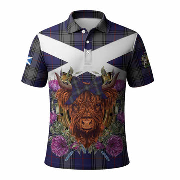 Kinnaird Tartan Polo Shirt Scottish Thistle Heilan Coo